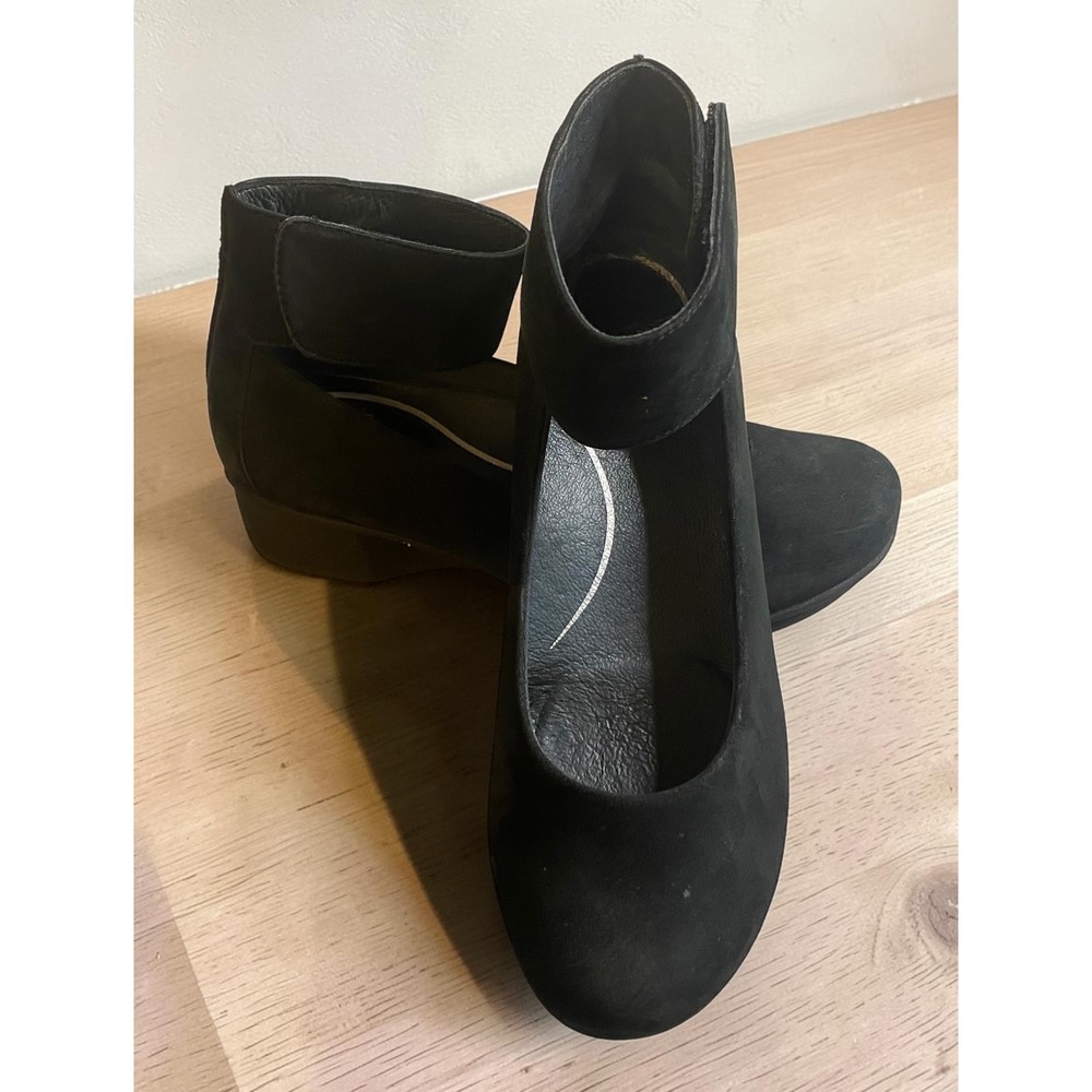 Dansko‎ Lulu Ankle Strap Black Nubuck Leather  Mary Jane Shoes EU37/US6.5